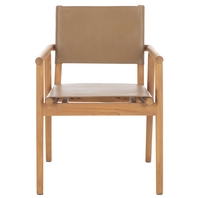 Hutson Leather Upholstered Dining Arm Chair, Natural