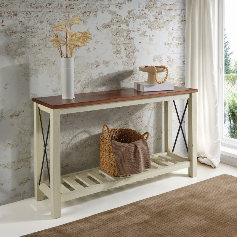 132cm Solid Wood Console Table, White