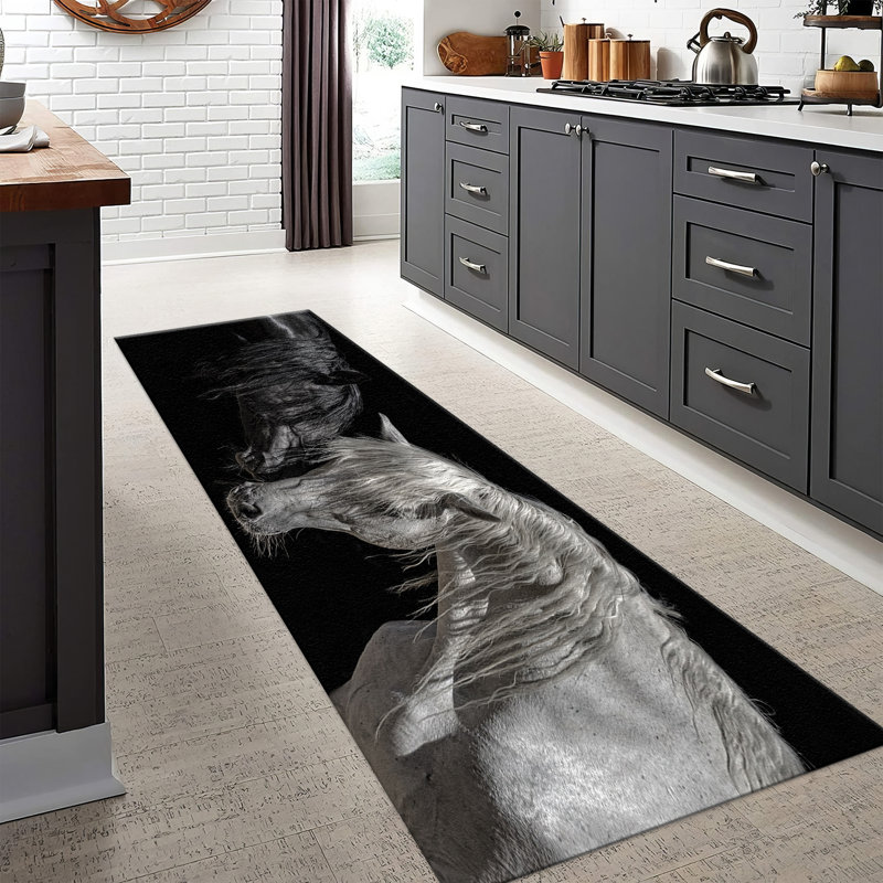 Large Non-Woven Thin Type Printed Rug with Intricate Floral Pattern for Elegant Indoor Decor, Rectangle 3'3" x 4'11"