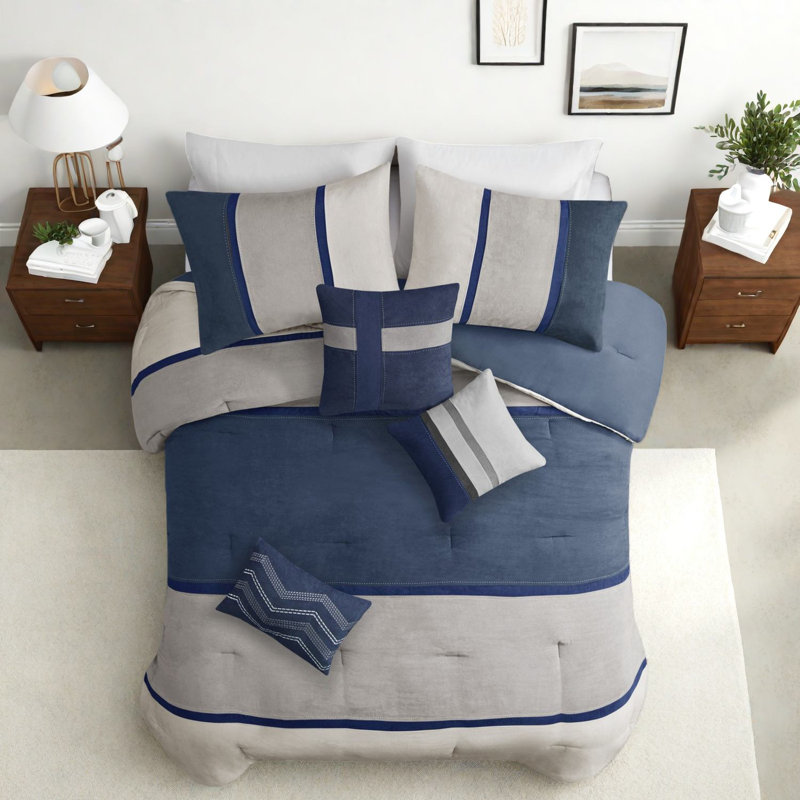 Premium 7-piece Bedding Sets, Faux Suede Polyester, Rustic Cabin Style, King Size