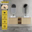 Ensemble de meuble-lavabo double mural 72 po avec lavabo vasque en céramique, portes à fermeture douce et tablette de rangement ouverte 72 po, finition chêne blanc américain-533088807