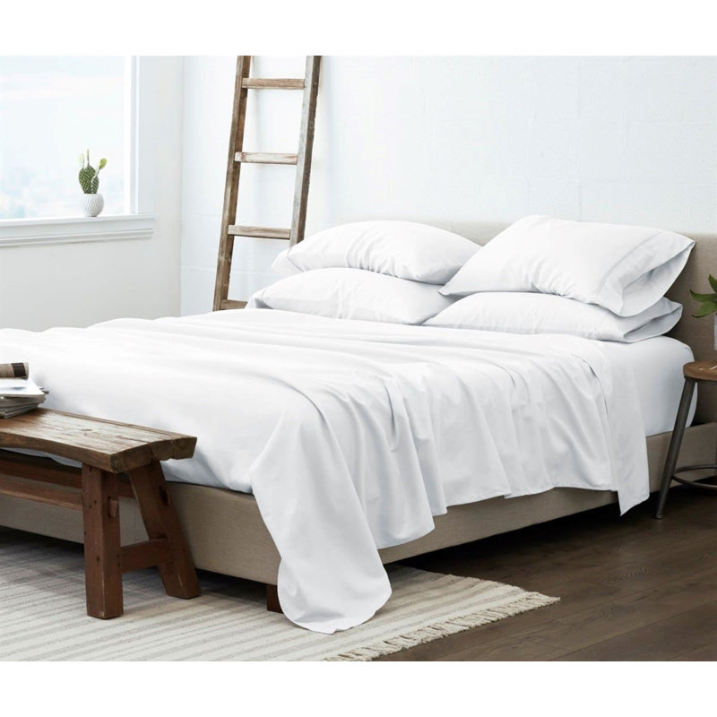 Luxury Rayon from Microfiber Sheet Set, White, Queen Sheet Set + 1 Fitted Sheet + 4 Pillowcases