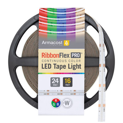 RibbonFlex Pro 24V COB LED Strip Light Tape RGB+W, 300 Lumens/Ft, 5M