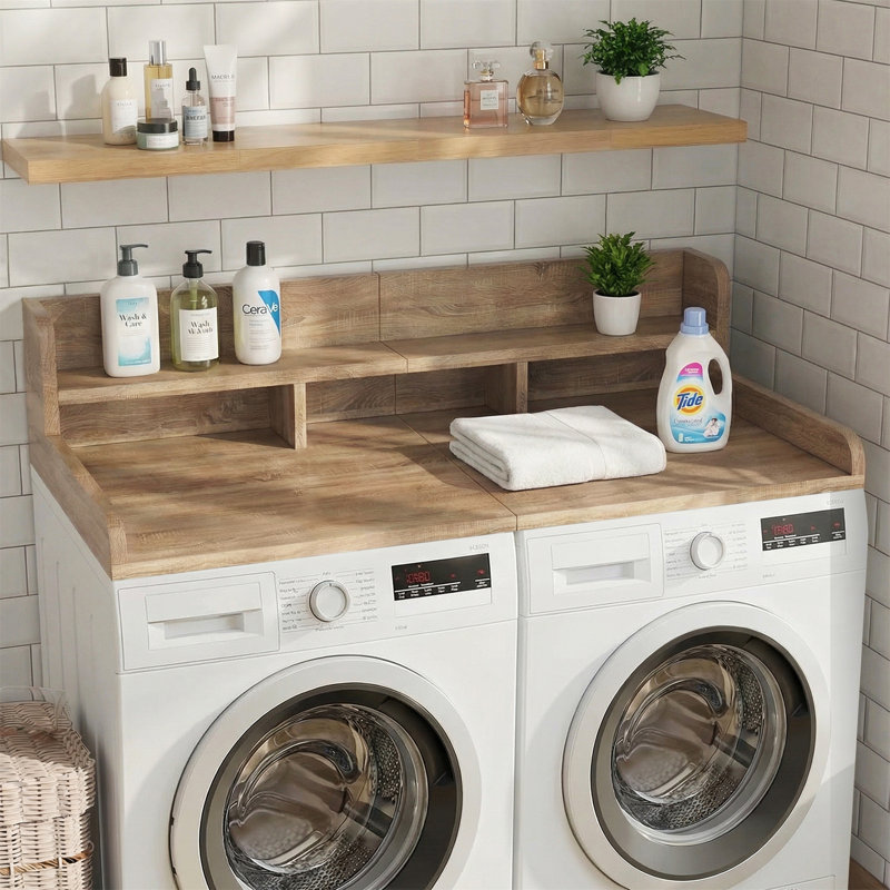 Comptoir laveuse-sécheuse avec patins antidérapants, Natural, 12" H x 54" W x 27.55" D