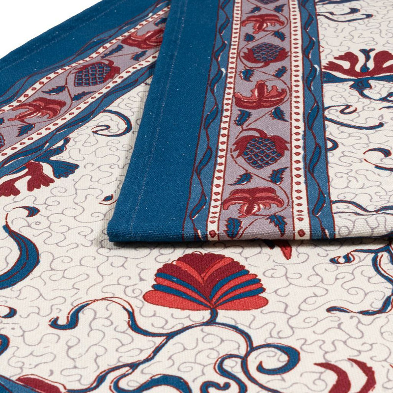 Clowe Table Runner, 90" x 16", Blue/Red