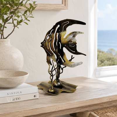 STEEL IDOL FISH TABLE SCULPTURE
