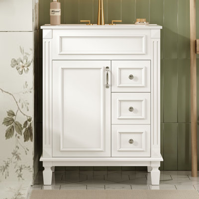 24" French Bathroom Vanity, 2 Drawers & Adjustable Shelf