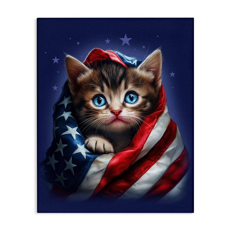 Toile patriotique avec chaton, conception de Jim Baldwin, H 20 po x l 16 po