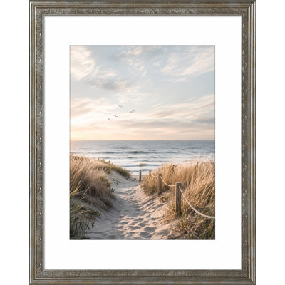 Silver Ornate Picture Frame with Mat for Wall or Tabletop Display