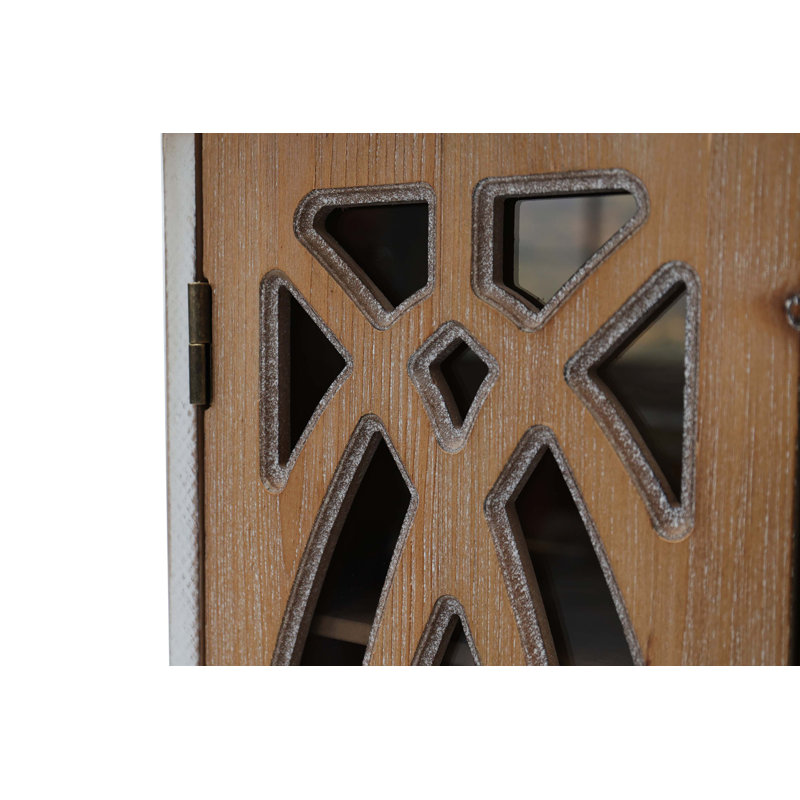 Armoire murale rétro avec portes découpées pour rangement rustique, Blanc délavé naturel
