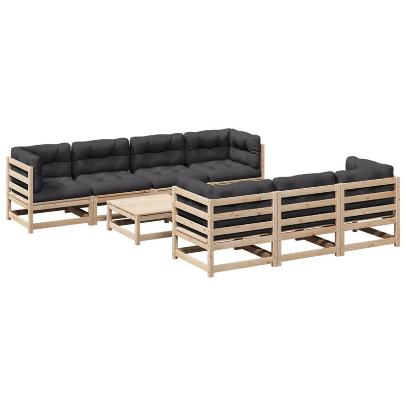  Patio Sofa Set Anthracite Solid Pine Wood Large Modular