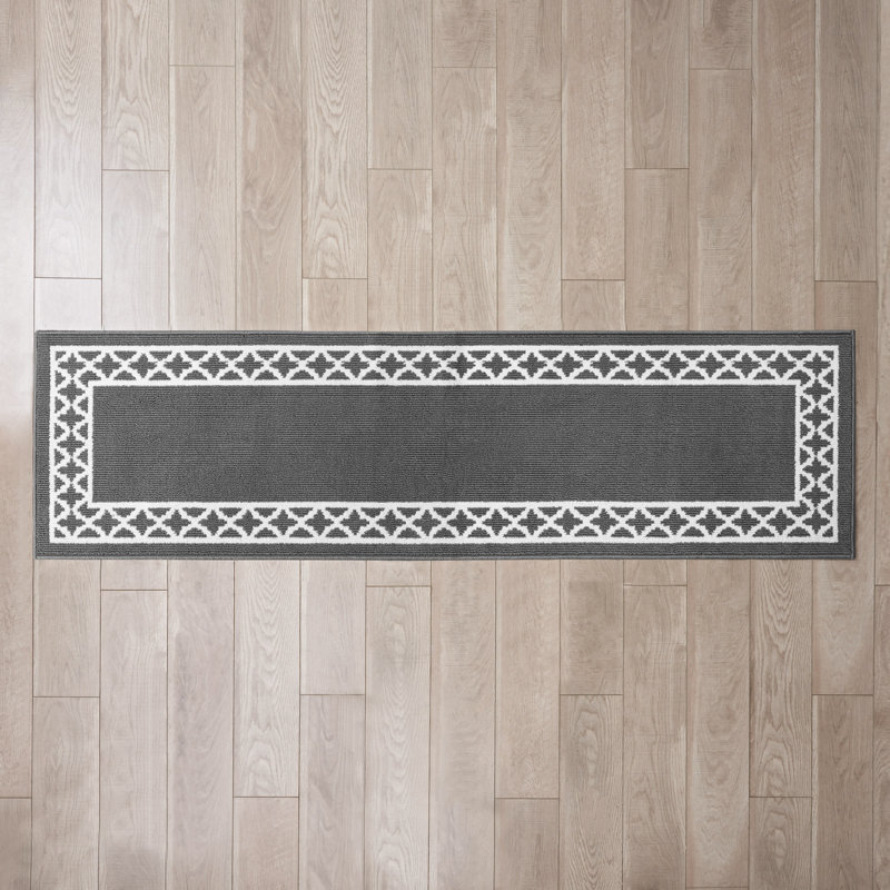 Tapis touffeté à la machine Nautica Collin Border, Tapis de couloir 26 x 96