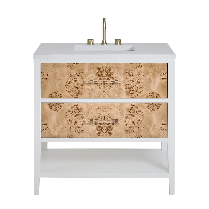 Olena 36'' W Single Vanity, 8" Widespread, White Zeus 