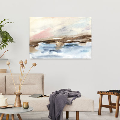 Été, lever de soleil abstrait, paysage côtier, art