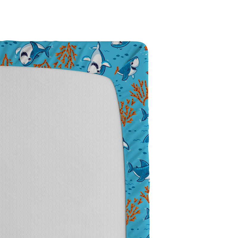 Ambesonne Shark Fitted Sheet 2-Pack Underwater Funny World Twin Blue White Orange, Twin XL Fitted Sheet