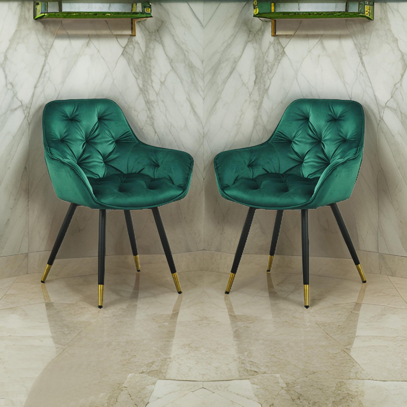 18'' H Tufted Velvet Armchair, Green