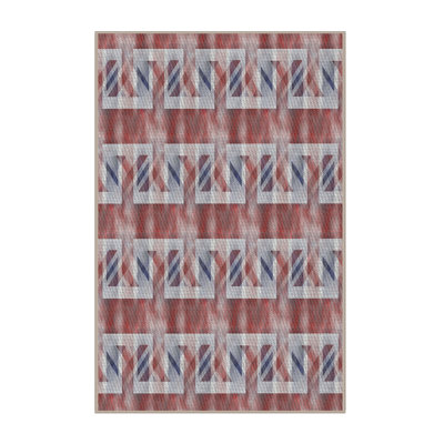 Rouge Tapis décoratif géométrique