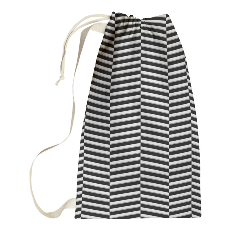 Jaya Fabric Laundry Bag with Handles, 36" H x 28" W x 1.5" D, Black/White