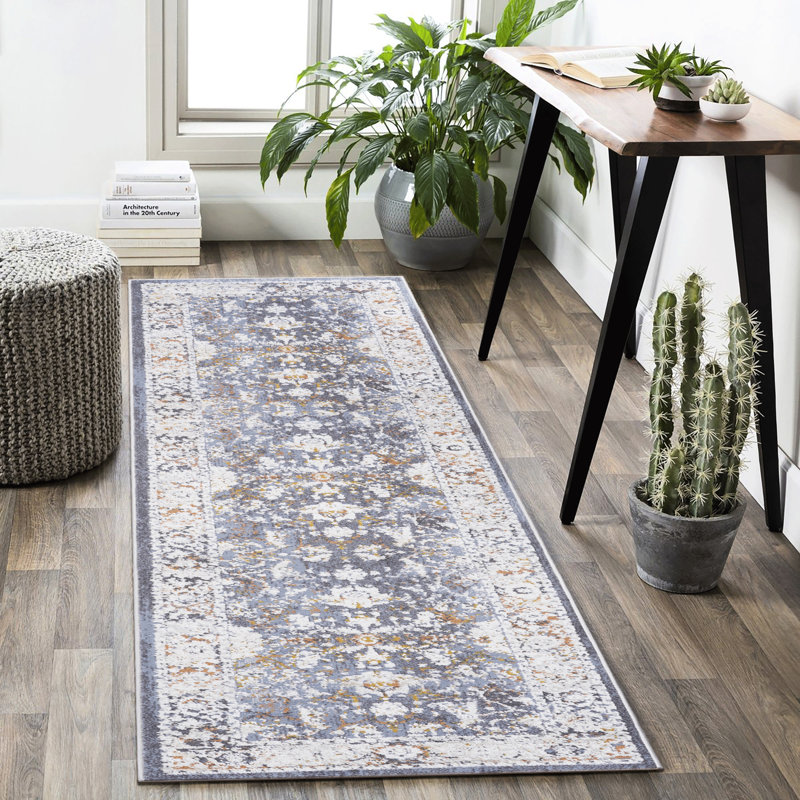 Loom & 2X8 Blue Area Mat - Non-Shedding, Stain For Dining Room, Bedroom, Living Rug , Non-Shedding Living, Eat-In Kitchen