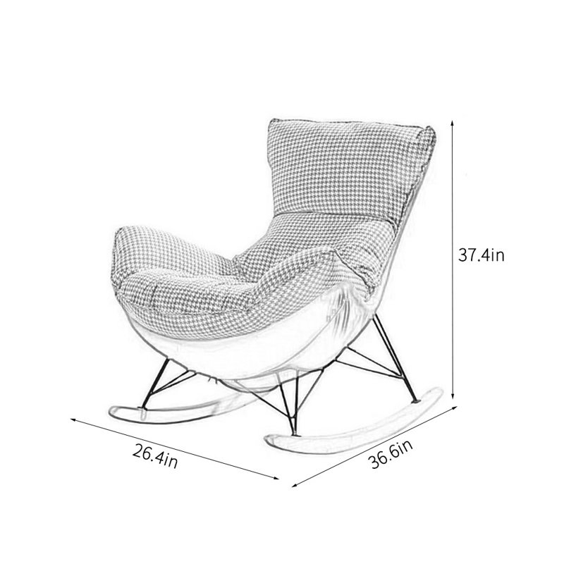 Belle chaise berçante Nordic Leisure, Blanc cassé / Orange