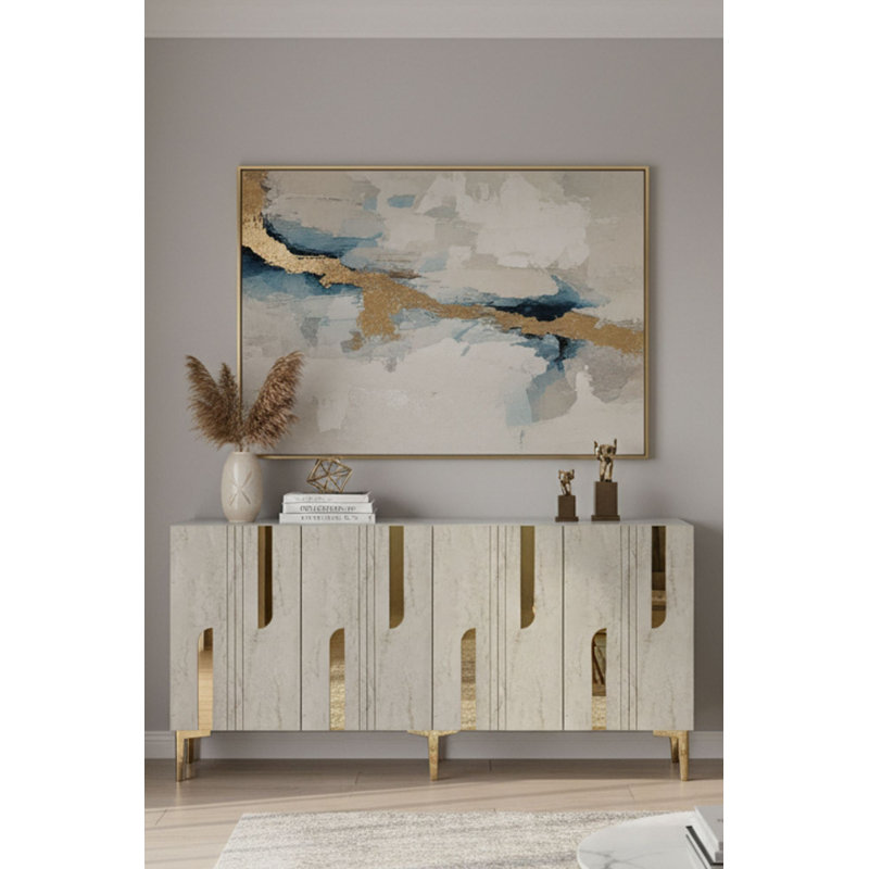 Console, Beige/Gold/White