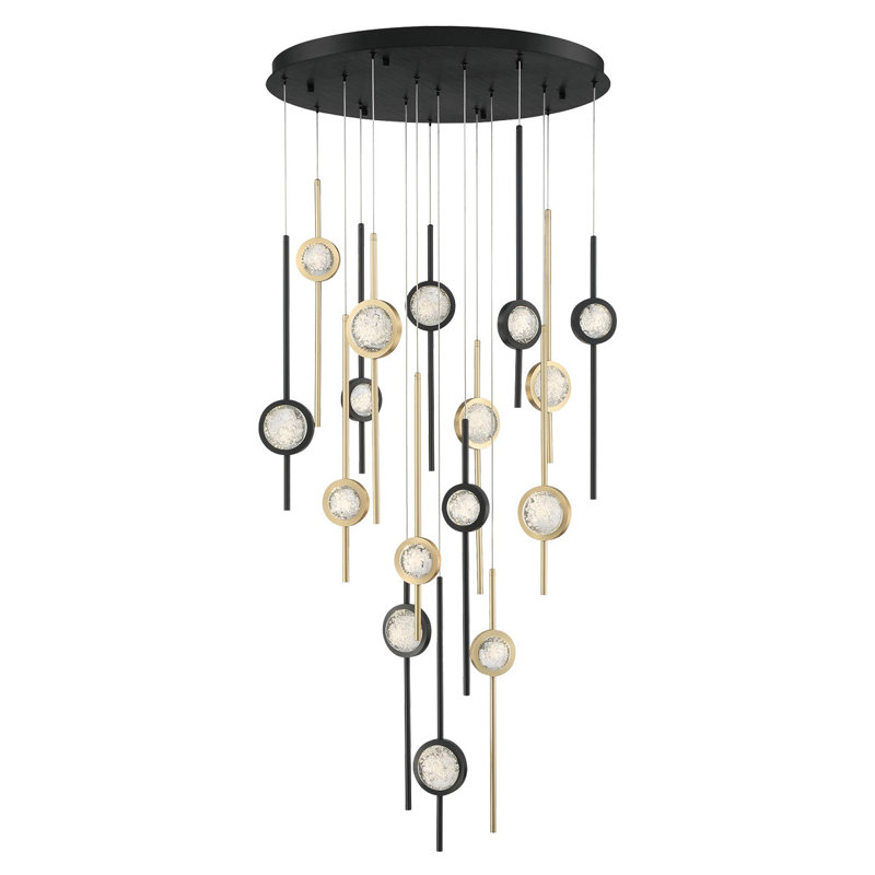 Mélange d'aluminium anodisé à DEL et boule transparente, Noir, noir, noir, noir