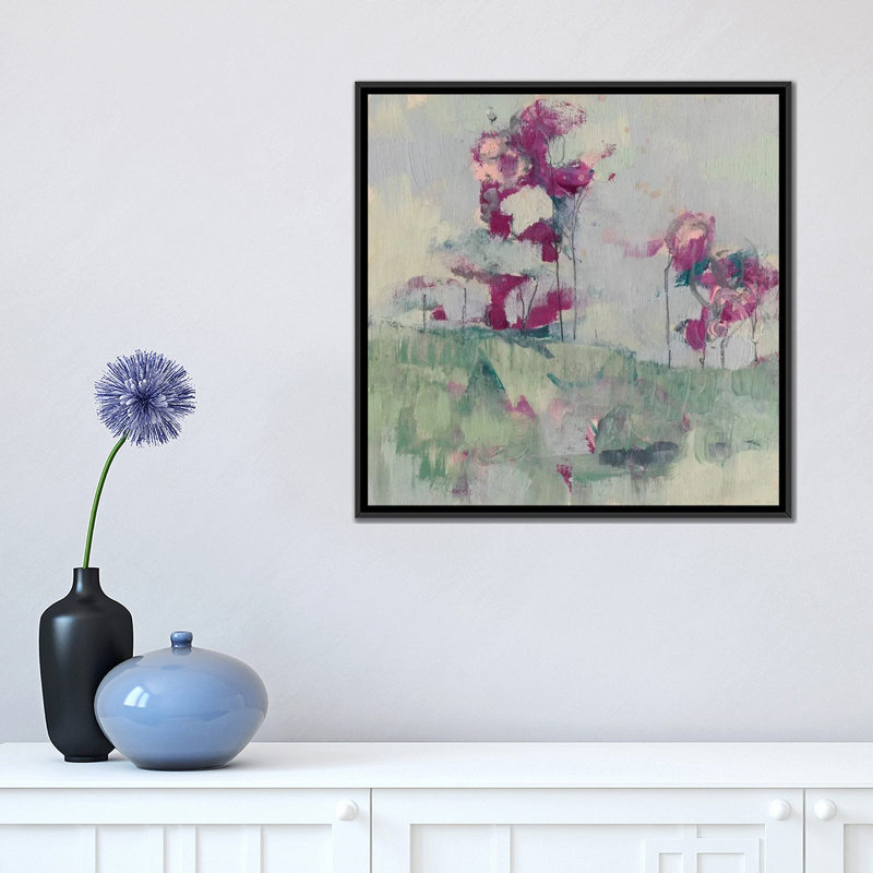 « fuchsia treeline ii », impression sur toile, H 18 po x l 18 po x P 1,5 po, Toile avec cadre noir, Pas de tapis