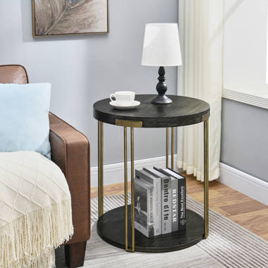 Enich Brass Black End Table with Iron Frame Mercer41