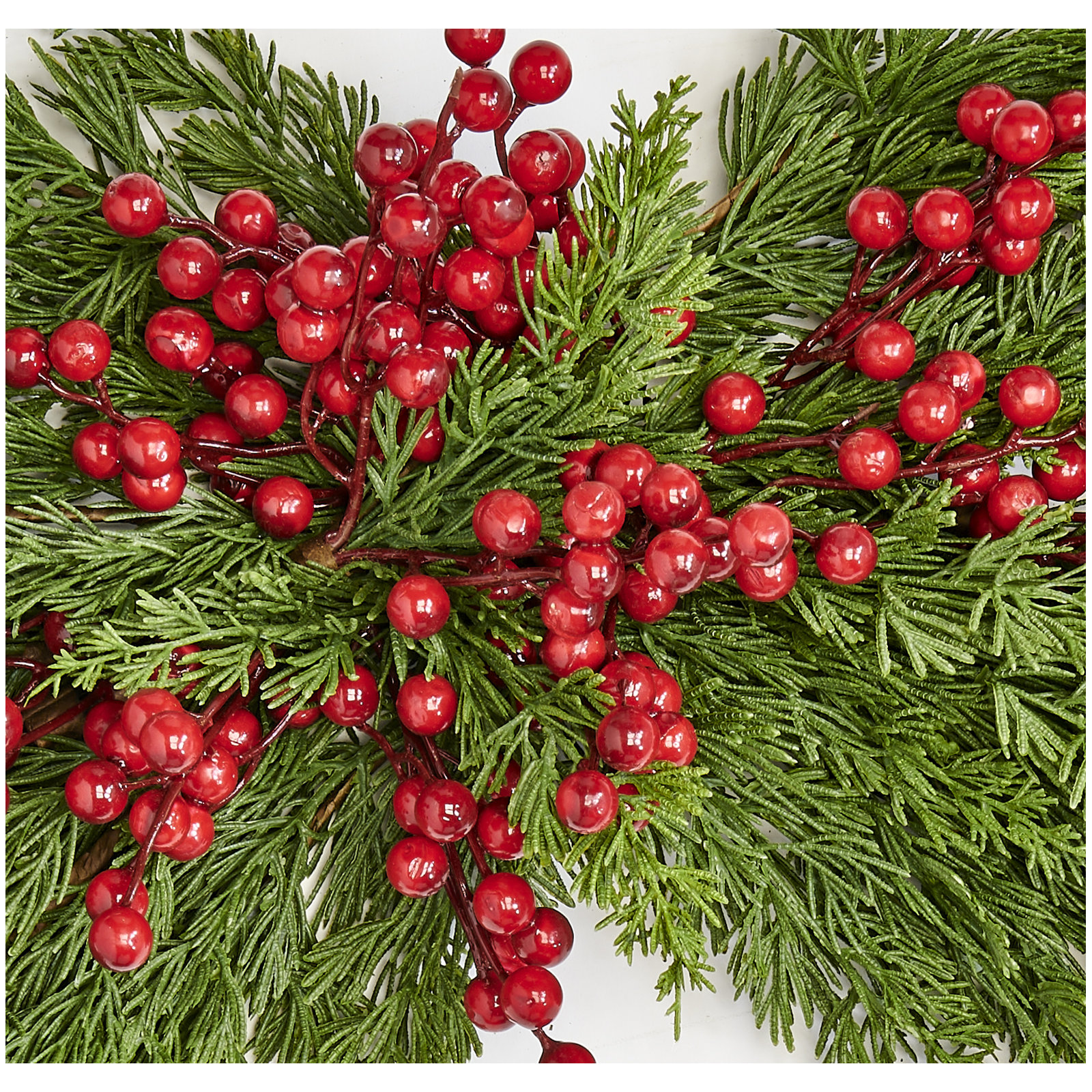 30" Faux Red Berries Cypress Swag