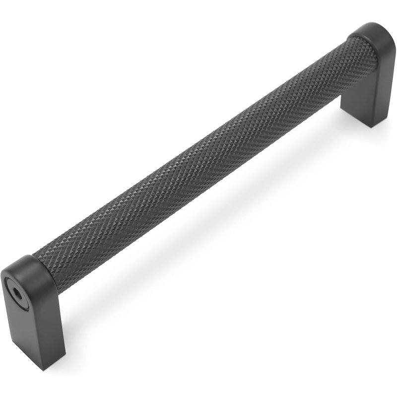 Paquet de 20 poignées d'armoire noires mates avec conception moletée - poignées de tiroir de 5 pouces pour la cuisine, la commode, le placard - quincaillerie durable avec trousse d'installation facile