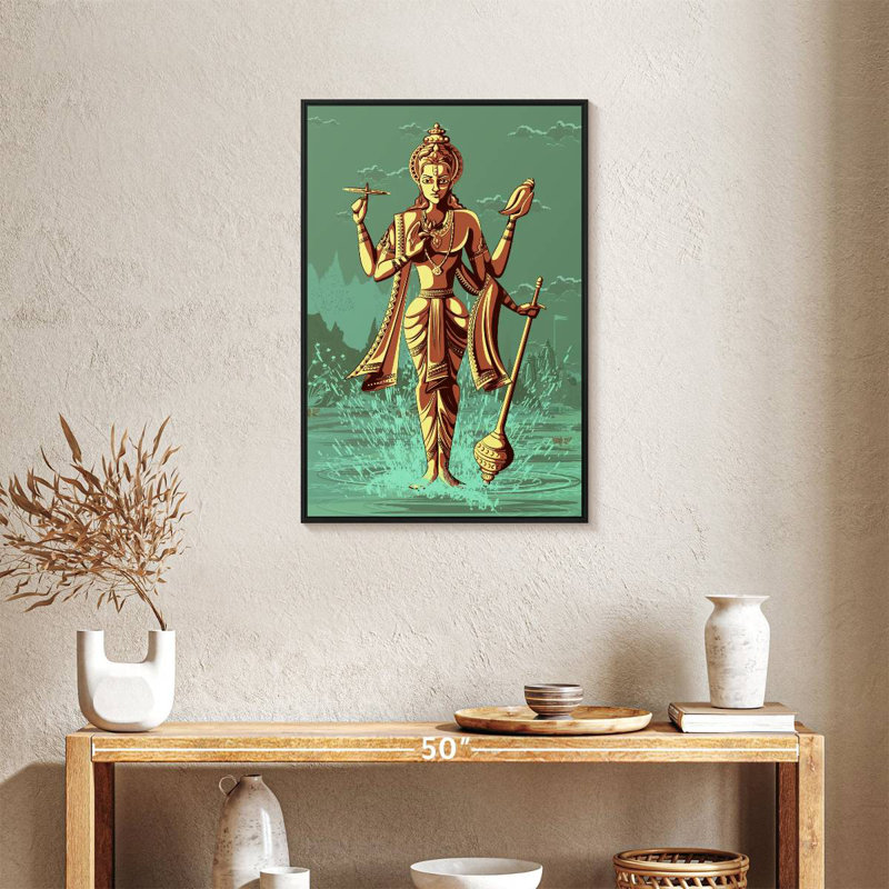 Le dieu indou Vishnu, Cadre flottant noir, 21 po x 31 po