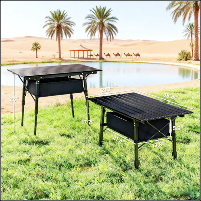 Portable Aluminum Folding Camping Table With Storage Bag, Adjustable Height For Outdoor Picnic And BBQ