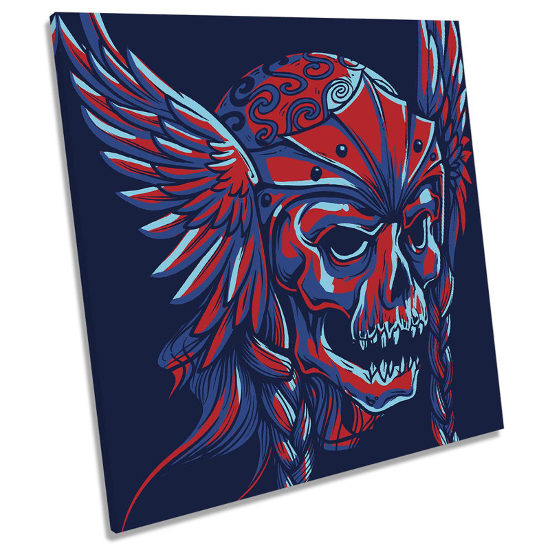 Skull Viking Warrior Wings - Wrapped Canvas Art Prints, 40.6cm H x 40.6cm W x 2cm D
