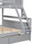 Lit simple superposé au-dessus d'un lit double, gris, avec structure sécuritaire et lit de rangement pratique dans des installations fiables-1869661668