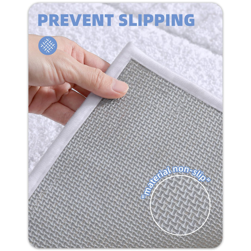 Kaziyah Microfiber Bath Rug, 24" W x 43" L, White