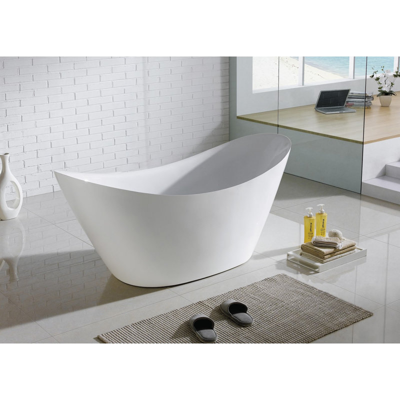 Luna 68'' x 28.9'' Soaking Acrylic Bathtub, White