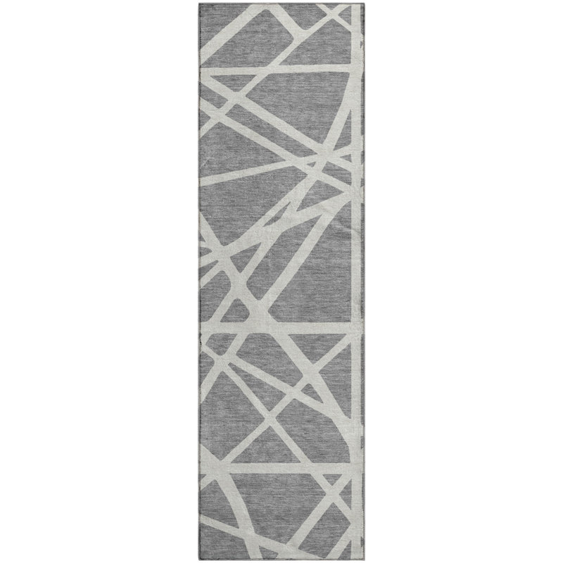 Tapis géométrique de qualité supérieure lavable à la machine Cossette AMF1040, Tapis de couloir 2 pi 3 po x 7 pi 6 po