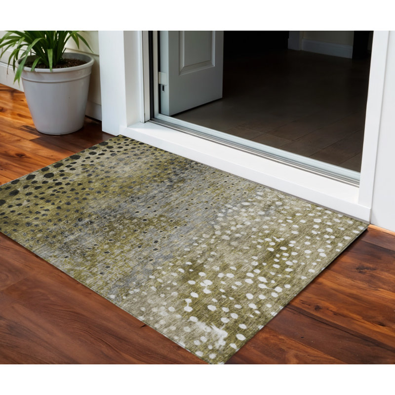 HomeRoots 3' X 5' Brown Gray And Ivory Abstract Washable Indoor Outdoor Area Rug