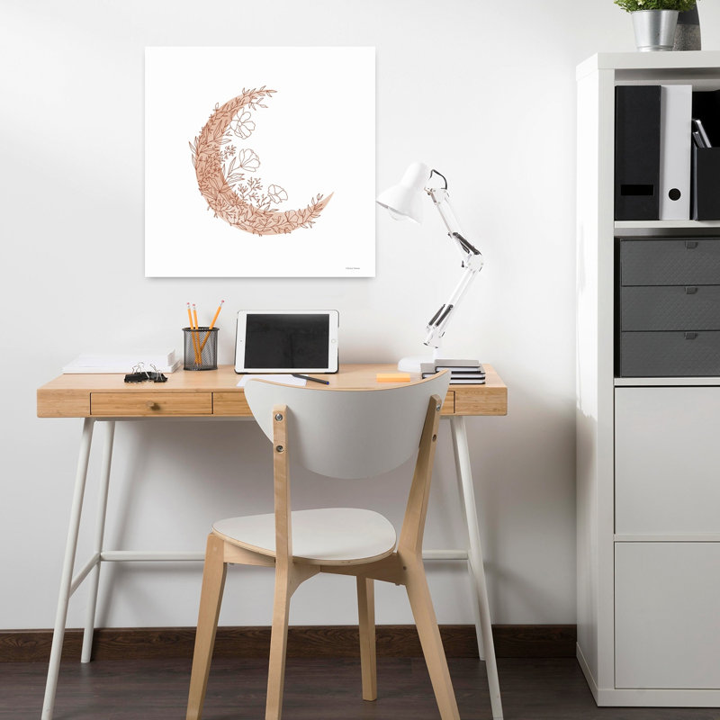 Fleurs dans la lune, art abstrait contemporain de paysage de fleurs, H 18 po x l 18 po