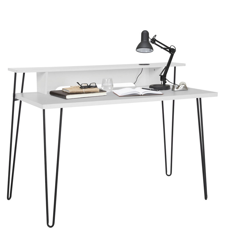 Adkison Metal Base Writing Desk, White