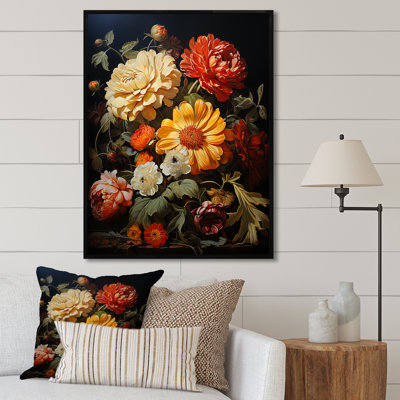 «Zinnias jaune», art mural sur toile Zinnias