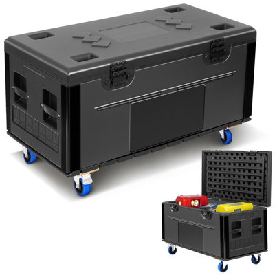 Flight case robuste à roulettes 35" x 22" x 24" avec système de rangement pour câbles, empilable et compatible ATA | Idéal pour le matériel audio professionnel, DJ, éclairage de scène, diffusion et transport en tournée