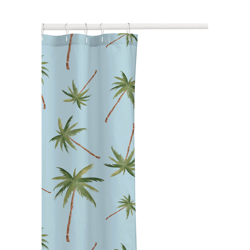 Summer Lemon Ultra-Thin Lightweight Shower Curtain, Cloud Blue/Green Floral
