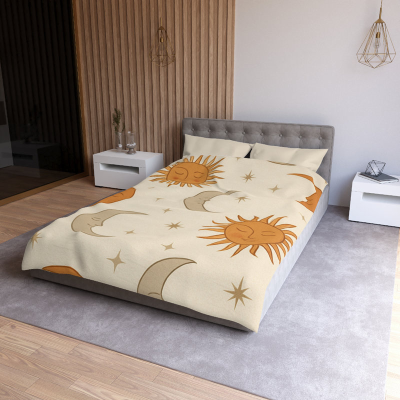 Microfiber Duvet Cover Boho Style, Design 51, Cream, Twin XL Duvet Cover
