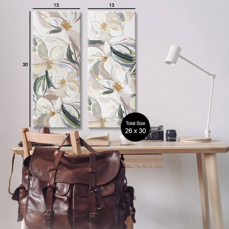 Ensemble de toiles 2 pièces Subtle Spring Blooms, design par Hannah Dawson, H 30 po x l 13 po