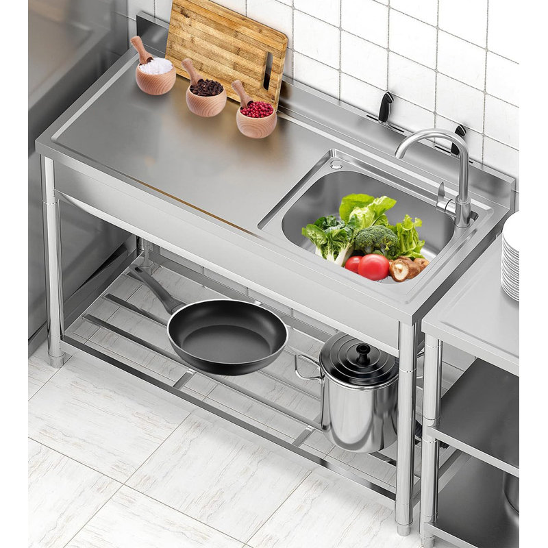 Évier de cuisine à cuve simple en acier inoxydable