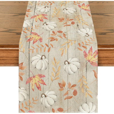 Chemin de table citrouille à feuilles d'érable en bois beige, décoration de table de salle à manger pour la maison
