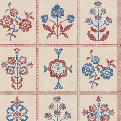 Joules Garden Floral Grid Wallpaper