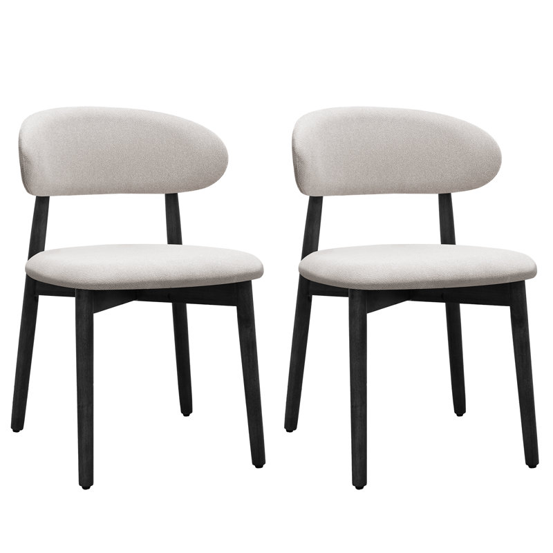 Chaise rembourrée en coton et lin avec pieds en bois massif, Mélange de lin gris lin, 4, Noir