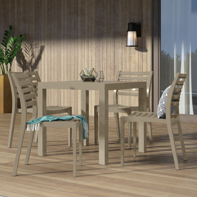 Quadis 4 - Person Patio Dining Set with Square Table, Taupe